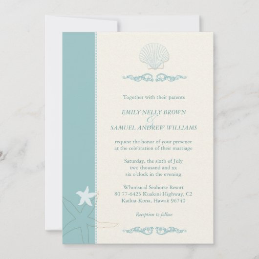 Invitation Classy Sea Critters Mariage de plage (Devant)