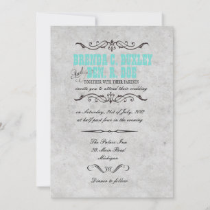 Invitation Classy Turquoise Vintage Wedding Invite