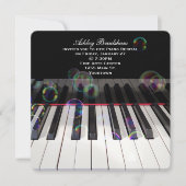 Invitation Clavier de piano avec bulles pour considérant (Devant)