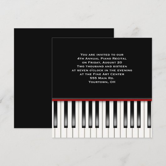 Invitation Clavier du considérant de piano (Devant / Derrière)