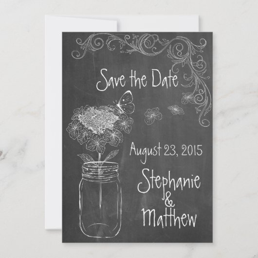 INVITATION CLAVIER MASON JAR GARDEN MARIAGE ENREGISTRER LA DA (Devant)