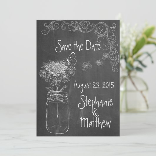 INVITATION CLAVIER MASON JAR GARDEN MARIAGE ENREGISTRER LA DA (Debout devant)