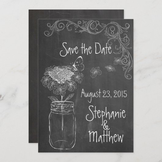 INVITATION CLAVIER MASON JAR GARDEN MARIAGE ENREGISTRER LA DA (Devant / Derrière)