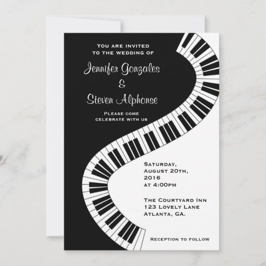 Invitation Clavier Ondulé Mariage (Devant)