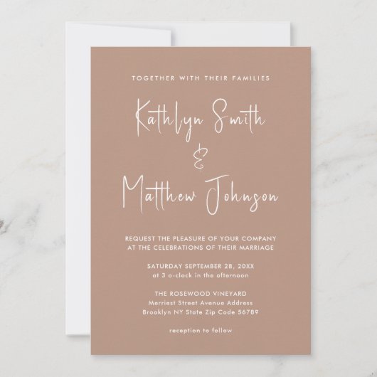 Invitation Clay QR Code Tout en un Script moderne Mariage chi (Devant)