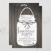Invitation Clay Rustic Mason Jar 18e anniversaire (Devant / Derrière)
