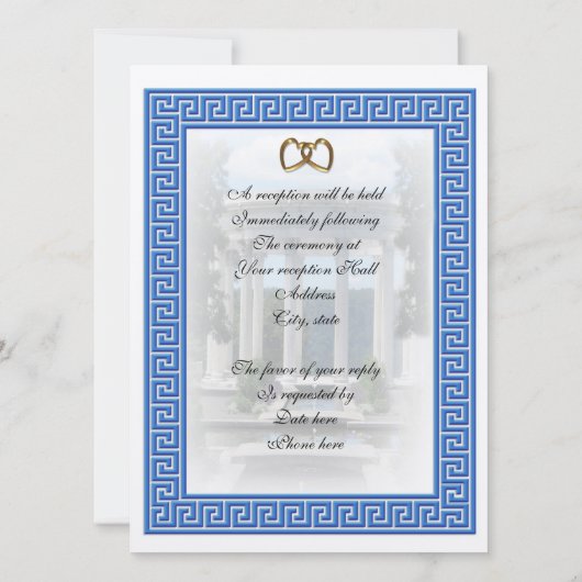 Invitation Clé bleue grecque élégant (Dos)