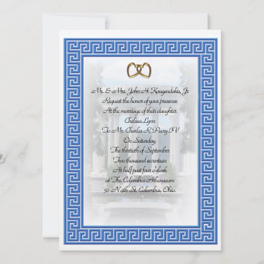 Invitation Clé bleue grecque élégant (Devant)