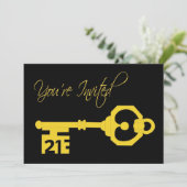 Invitation clé de la fête d'anniversaire Black & G (Debout devant)