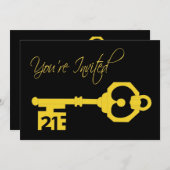 Invitation clé de la fête d'anniversaire Black & G (Devant / Derrière)