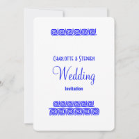 Clé de méandre grecque bleu blanc Mariage personna