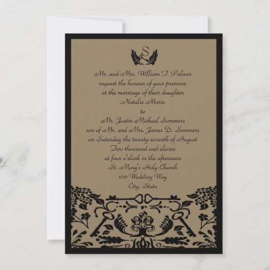 Invitation Clé de mon cœur / Mariage (Devant)