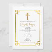 Invitation Clé d'or Grèce orthodoxe Christening Baptême (Devant)