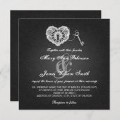 Invitation Clé élégante de mariage à mon noir de coeur (Devant / Derrière)