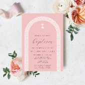 Invitation Clé grecque Arc Dusty Rose Baptême