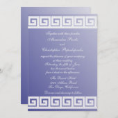 Invitation Clé grecque bleue et blanche (Devant / Derrière)