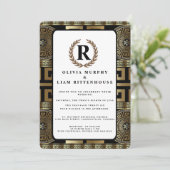 Invitation Clé grecque classique formelle de couronne de laur (Debout devant)