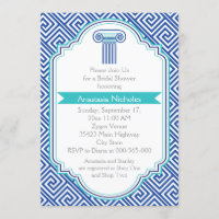 Clé grecque & colonne bleue mariage douche nuptial