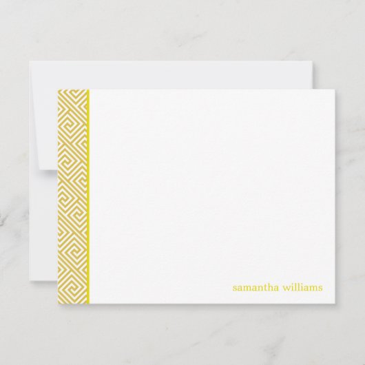 Invitation Clé grecque jaune vif Motif de remerciement Notes (Devant)