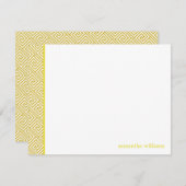 Invitation Clé grecque jaune vif Motif de remerciement Notes (Devant / Derrière)