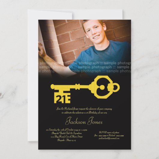 Invitation clé pour la fête d'anniversaire 21 ans (Dos)