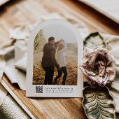 Invitation Clean Classic Modern Script QR Code Mariage photo