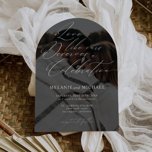 Invitation Clean Classic Modern Script QR Code Mariage photo