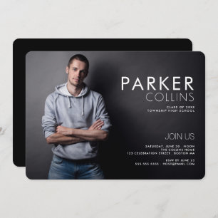 Invitation Clean Lines Modern Photo Graduation Party