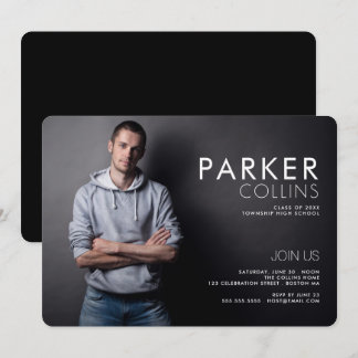 Invitation Clean Lines Modern Photo Graduation Party