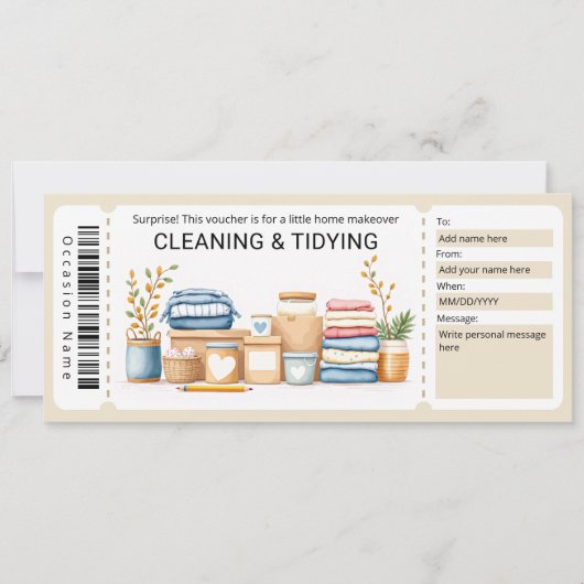 Invitation Cleaning and Tidying Gift Certificate  (Devant)