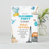 Invitation Cleaning birthday party invite (Debout devant)