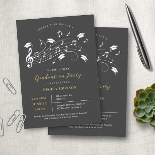 Invitation Clef and Musical Notes Pentagram Graduation Invita