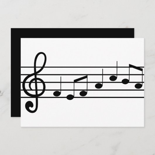 Invitation clef triple et notes : musique de feuille (Devant / Derrière)