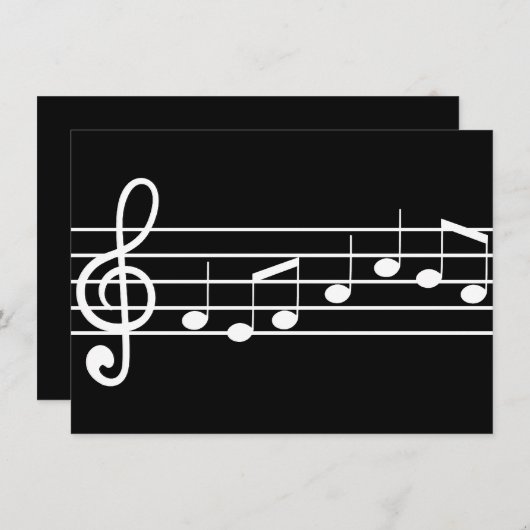 Invitation clef triple et notes : musique de feuille (Devant / Derrière)