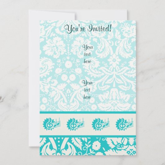 Invitation Clef triple turquoise (Devant)