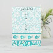 Invitation Clef triple turquoise (Debout devant)