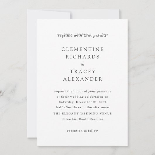 Invitation Clementine Elegant Mariage moderne (Devant)