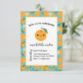 Invitation Clémentine Mandarin Cutie Orange Tangerine Bleu (Debout devant)