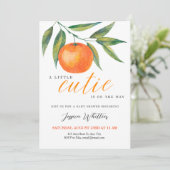 Invitation Clementine Watercolor "Cutie" Baby Shower (Debout devant)