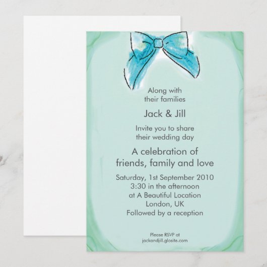 Invitation Cleo Bow (seamist) 5x7 (Devant / Derrière)