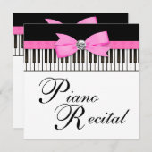 Invitation Clés de piano rose noir et blanc Considérant Invit (Devant / Derrière)