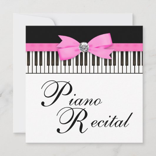 Invitation Clés de piano rose noir et blanc Considérant Invit (Devant)