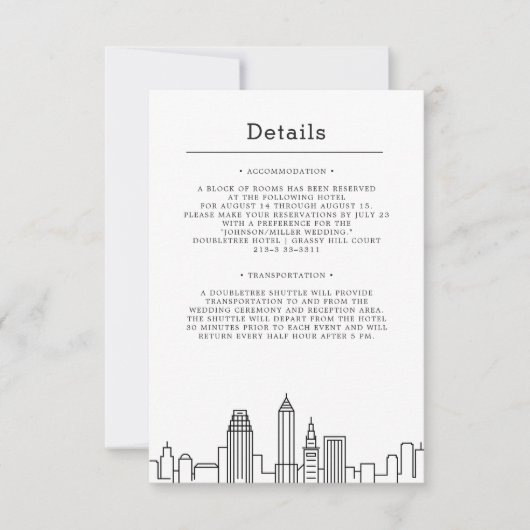 Invitation Cleveland Mariage | Détails de l'invité (Devant)