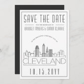 Invitation Cleveland Mariage | Skyline stylisée Enregistrer l (Devant / Derrière)