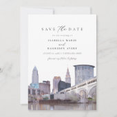 Invitation CLEVELAND OHIO Skyline Enregistrer la date Invitat (Devant)