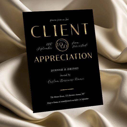 Invitation Client Appreciation Day Black & Gold Logo Company