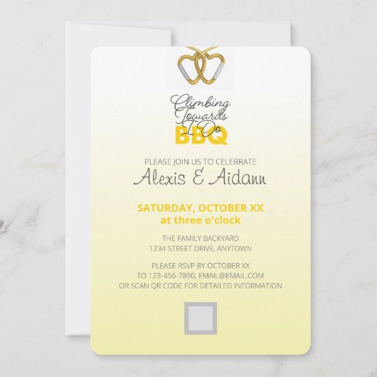 Invitation Climbing Towards I Do BBQ Wedding Shower Yellow (Dos)