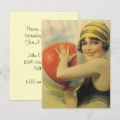 Invitation Cloche de l'Invitation Plage de la fête de la pisc (Devant / Derrière)