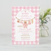 Invitation Cloche d'hiver rose Joyeux petit Baby shower (Debout devant)