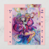 Invitation CLOCHER MUSICAL, bleu rose (Devant / Derrière)